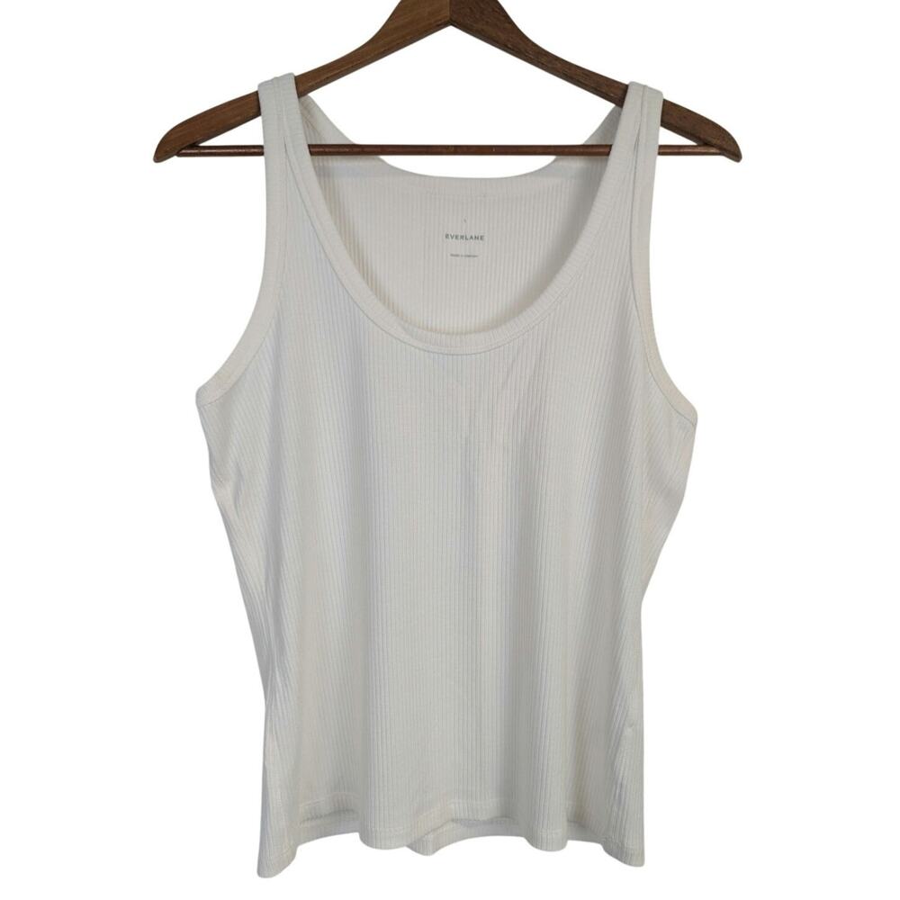 Everlane Ribbed Tank Top White Scoop Neck Elevated Basic Classic Capsule Large